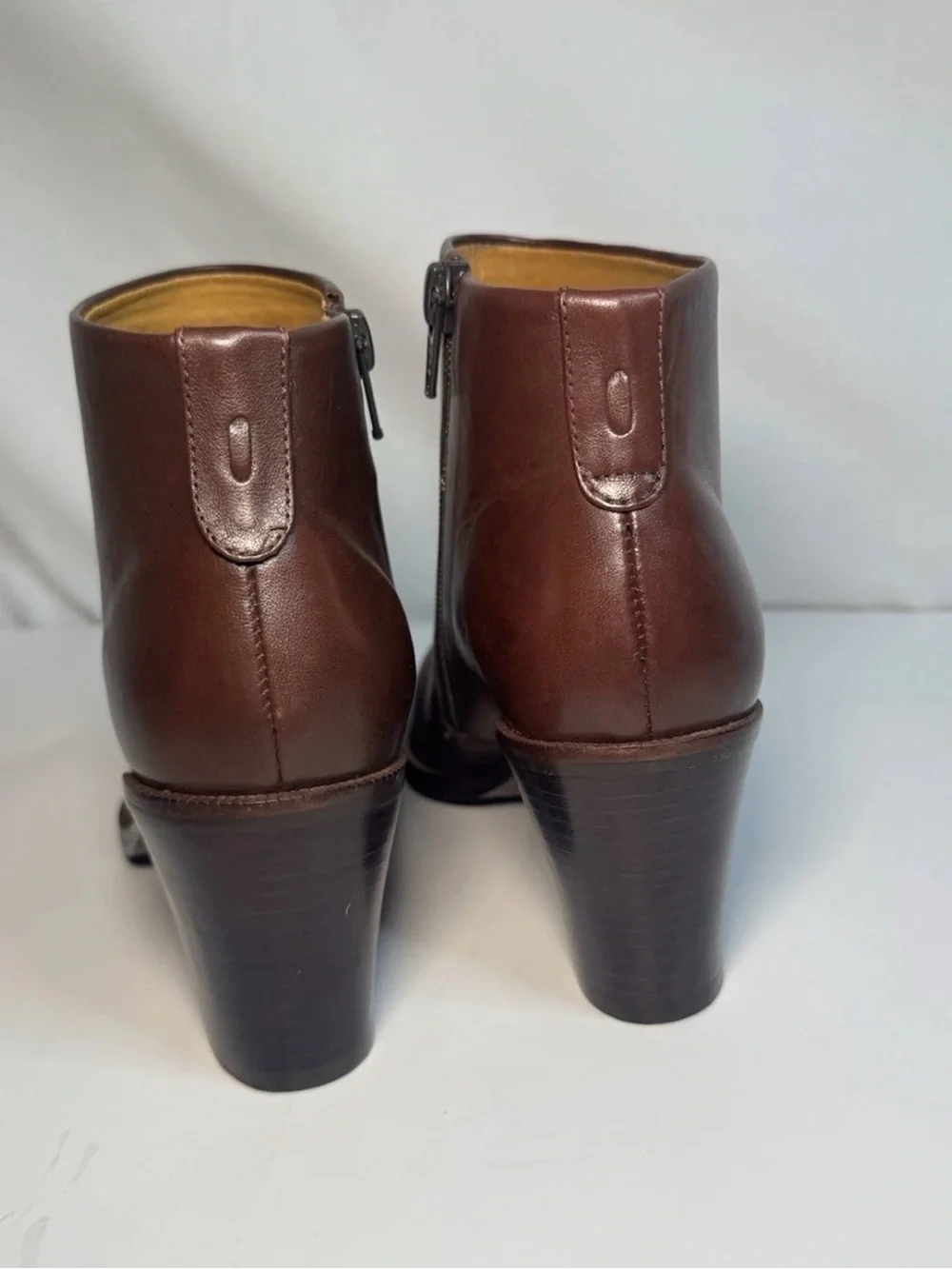 Classic Women's Dark Brown Leather Ankle Booties with Side Zip